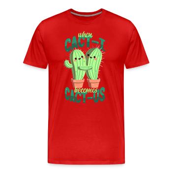 Cacti in love - Men's Premium Organic T-Shirt - red - Front - Damien (186cm)