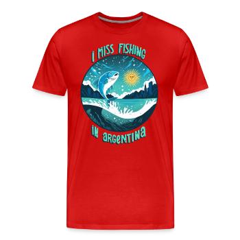 Fishing in Argentina - Men's Premium Organic T-Shirt - red - Front - Damien (186cm)