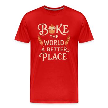 Back dich glücklich! - Männer Premium Bio T-Shirt - Rot - Vorne - Damien (186cm)