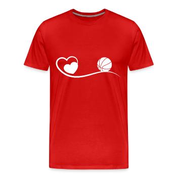 Herz und Basketball - (2) - Männer Premium Bio T-Shirt - Rot - Vorne - Damien (186cm)
