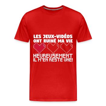 Les Jeux-Vidéos ont ruiné ma vie. - T-shirt bio Premium Homme - rouge - Devant - Damien (186cm)