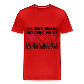 Les Jeux-Vidéos ont ruiné ma vie. - T-shirt bio Premium Homme - rouge - Devant - Damien (186cm)