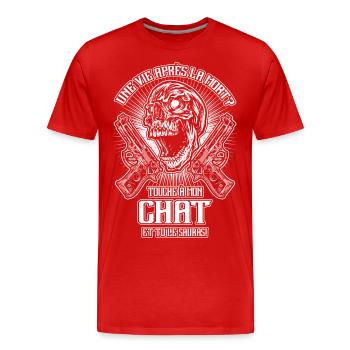 Don't touch my cat - FR - Men's Premium Organic T-Shirt - red - Front - Damien (186cm)