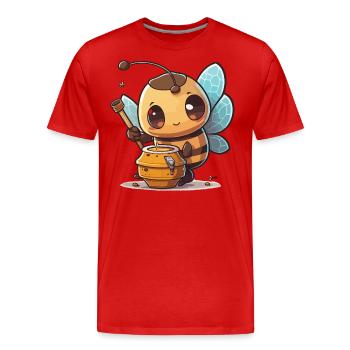 Honigbiene - Männer Premium Bio T-Shirt - Rot - Vorne - Damien (186cm)