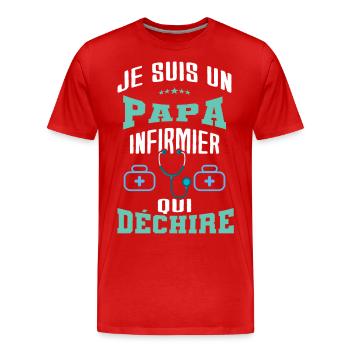 je suis un papa infirmier qui déchire - T-shirt bio Premium Homme - rouge - Devant - Damien (186cm)