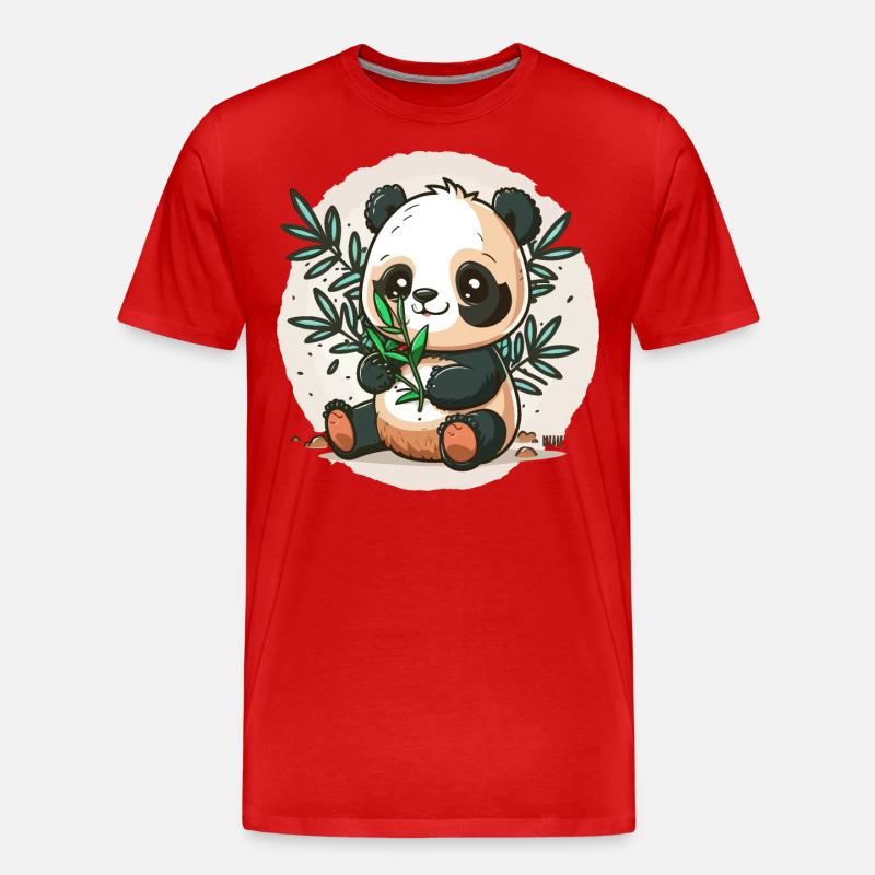 Bambus-liebender Panda - Männer Premium Bio T-Shirt - Rot