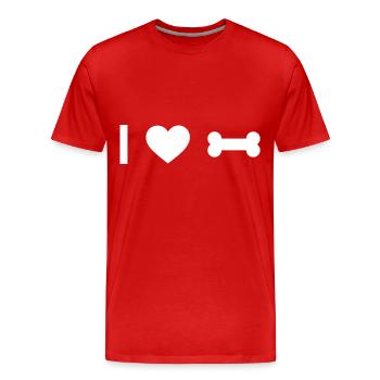 Ich Herz und Hundeknochen - - Männer Premium Bio T-Shirt - Rot - Vorne - Damien (186cm)