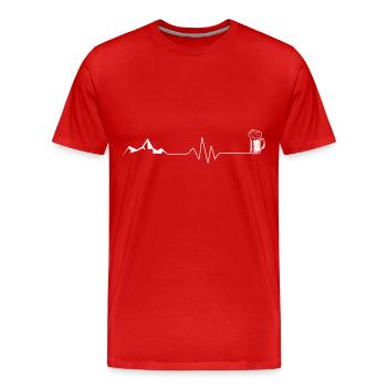 Bier - Herzschlag - Berg - (2) - Männer Premium Bio T-Shirt - Rot - Vorne - Damien (186cm)