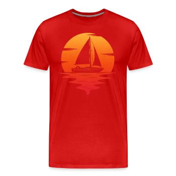 retro sailing sailboat - Men's Premium Organic T-Shirt - red - Front - Damien (186cm)
