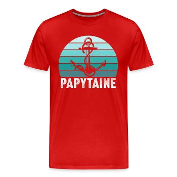 papy capitaine bateau marin papytaine du navire - T-shirt bio Premium Homme - rouge - Devant - Damien (186cm)