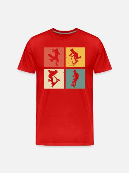 Scooter Retro Scooter Roller - Männer Premium Bio T-Shirt - Rot