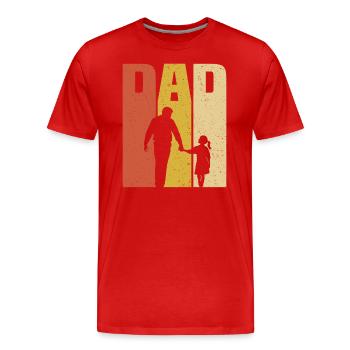 Retro Vater und Tochter T-Shirt Papa Tochter - Männer Premium Bio T-Shirt - Rot - Vorne - Damien (186cm)