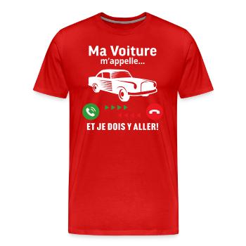 Ma voiture m'appelle voiture classique - T-shirt bio Premium Homme - rouge - Devant - Damien (186cm)
