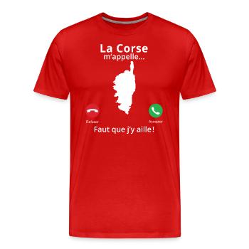 la corse m'appelle faut que j'y aille! corsica - T-shirt bio Premium Homme - rouge - Devant - Damien (186cm)