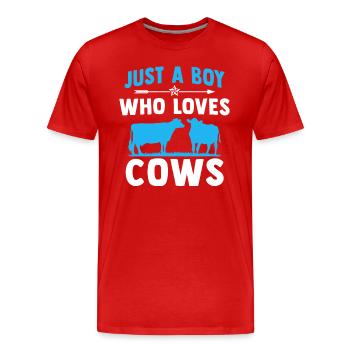 juste un garçon qui aime les vaches cadeau pour les amoureux des vaches - T-shirt bio Premium Homme - rouge - Devant - Damien (186cm)
