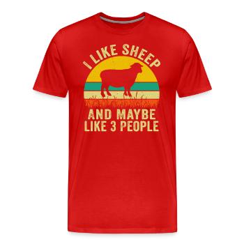 I like sheep and maybe 3 people - Men's Premium Organic T-Shirt - red - Front - Damien (186cm)