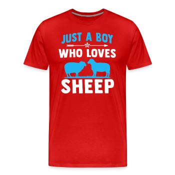 Just a boy who loves sheep - Men's Premium Organic T-Shirt - red - Front - Damien (186cm)
