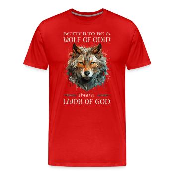 Wikinger, Odin, Besser ein Wolf von Odin - Männer Premium Bio T-Shirt - Rot - Vorne - Damien (186cm)