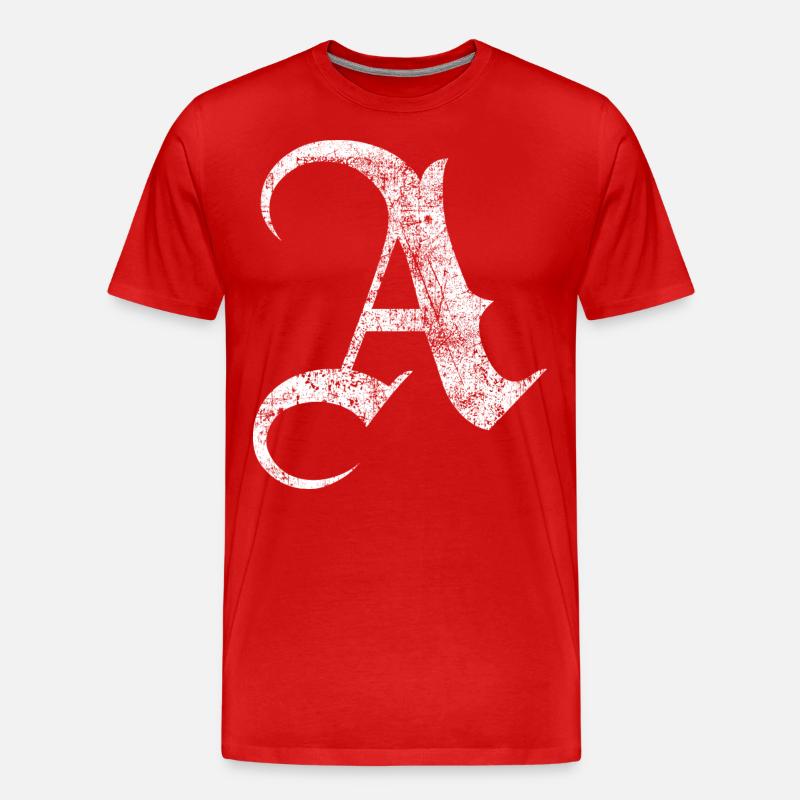 Tshirt alphabet initiale A - T-shirt bio Premium Homme - rouge