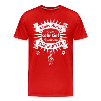 Subwuffer - Männer Premium Bio T-Shirt - Rot - Vorne - Damien (186cm)