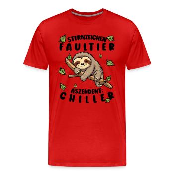 Faultier Lustiger Spruch: Sternzeichen Faultier - Männer Premium Bio T-Shirt - Rot - Vorne - Damien (186cm)