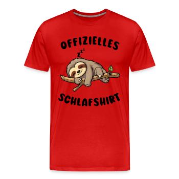 Faultier Lustiger Spruch: Offizielles Schlafshirt - Männer Premium Bio T-Shirt - Rot - Vorne - Damien (186cm)