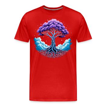 Midgard Yggdrasil Wikinger Baum des Lebens - Männer Premium Bio T-Shirt - Rot - Vorne - Damien (186cm)