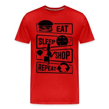 Mangez Sleep Shop Repeat - Achat de chaussures d'affaires - T-shirt bio Premium Homme - rouge - Devant - Damien (186cm)