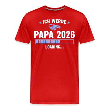 Papa 2026 Werdender Vater - Männer Premium Bio T-Shirt - Rot - Vorne - Damien (186cm)