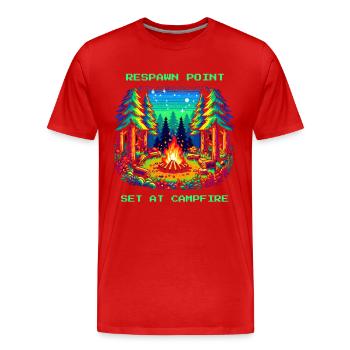 Respawn Point Set At Campfire Saying - Men's Premium Organic T-Shirt - red - Front - Damien (186cm)