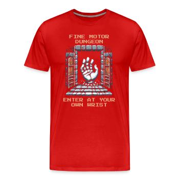 Ergotherapie Feinmotorik Handtraining Retro Pixel - Männer Premium Bio T-Shirt - Rot - Vorne - Damien (186cm)