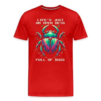 Bug Life Bêta Bugs Rétro Pixel Art Humour Jeux - T-shirt bio Premium Homme - rouge - Devant - Damien (186cm)