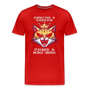 Statt Sidekick | Tierheim Hund Katze - Männer Premium Bio T-Shirt - Rot - Vorne - Damien (186cm)