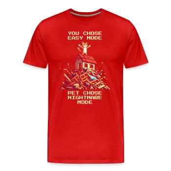 Niveau de l’abri : Cauchemar | Médiation - T-shirt bio Premium Homme - rouge - Devant - Damien (186cm)