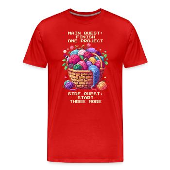 Häkel-Quest: Ein Projekt, drei mehr - Männer Premium Bio T-Shirt - Rot - Vorne - Damien (186cm)