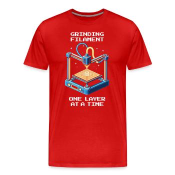 Filament couche par couche | Qualité d’impression 3D - T-shirt bio Premium Homme - rouge - Devant - Damien (186cm)