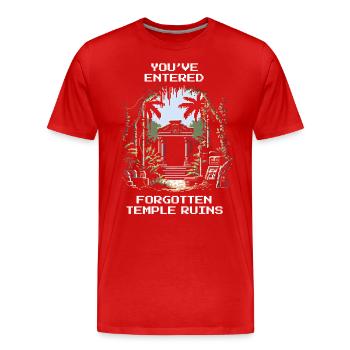 Forgotten Temple | Archaeology Ruins Excavation - Men's Premium Organic T-Shirt - red - Front - Damien (186cm)