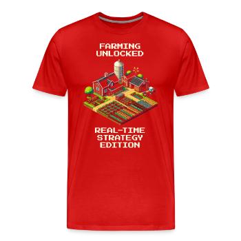 Agriculture = RTS | Gestion des ressources avec le diesel - T-shirt bio Premium Homme - rouge - Devant - Damien (186cm)