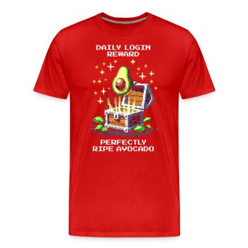 Login Bonus: Perfect Avocado | Daily Snack XP - Men's Premium Organic T-Shirt - red - Front - Damien (186cm)