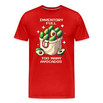 Inventaire plein | Surcharge d’avocat dans le style pixel - T-shirt bio Premium Homme - rouge - Devant - Damien (186cm)