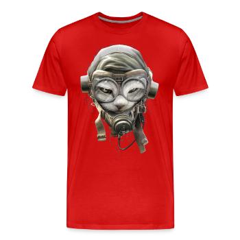 PILOTCAT (Spritzer) - Männer Premium Bio T-Shirt - Rot - Vorne - Damien (186cm)
