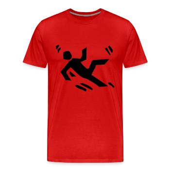 Attention, risk of slipping - Humorous design - Men's Premium Organic T-Shirt - red - Front - Damien (186cm)