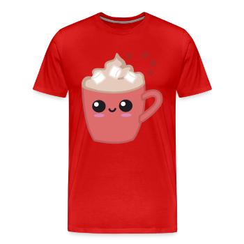Chaleur et confort cacao heureux - T-shirt bio Premium Homme - rouge - Devant - Damien (186cm)