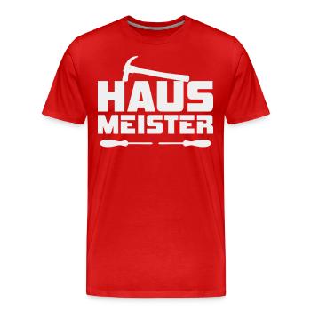 Werkzeug und Verantwortung Hausmeister - Männer Premium Bio T-Shirt - Rot - Vorne - Damien (186cm)