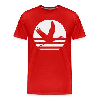Grue japonaise et Japon coucher de soleil - T-shirt bio Premium Homme - rouge - Devant - Damien (186cm)
