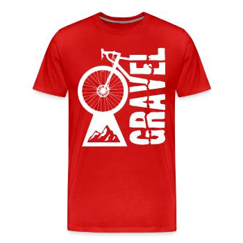 Gravel bike design with wheel and mountain motif - Men's Premium Organic T-Shirt - red - Front - Damien (186cm)