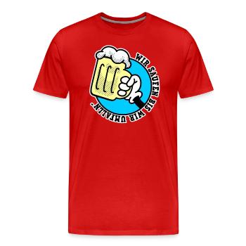 Wir saufen bis wir umfallen - Party und Bier - Männer Premium Bio T-Shirt - Rot - Vorne - Damien (186cm)