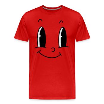 Lustiges Gesicht großen Augen - Männer Premium Bio T-Shirt - Rot - Vorne - Damien (186cm)
