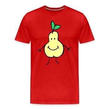 Une poire souriante - T-shirt bio Premium Homme - rouge - Devant - Damien (186cm)