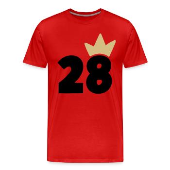 28 Numéro de couronne 28 - T-shirt bio Premium Homme - rouge - Devant - Damien (186cm)